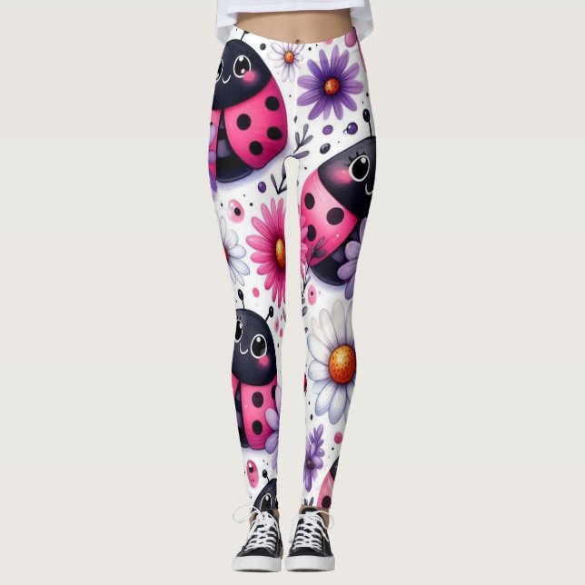 Leggings Ladybugs rose (Devant)