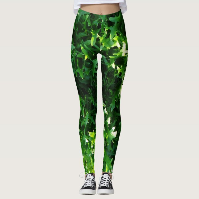 Leggings laitue verte feuillue (Devant)