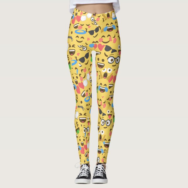 Leggings l'amour mignon d'emoji entend le motif de rire de (Devant)