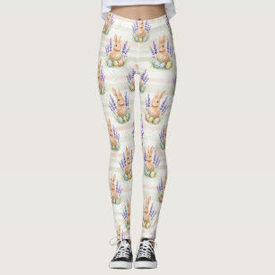 Leggings Lapin de Pâques avec Motif Pastel de Printemps Œuf