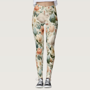 Leggings Lapin de Pâques Floral Vintage (10)