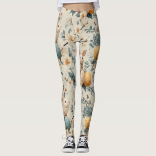 Leggings Lapin de Pâques Floral Vintage (3)