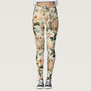 Leggings Lapin de Pâques Floral Vintage (4)