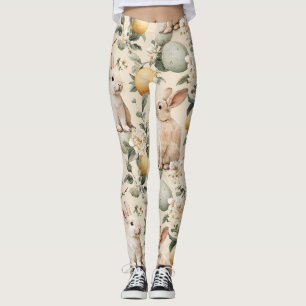 Leggings Lapin de Pâques Floral Vintage (5)