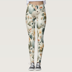 Leggings Lapin de Pâques Floral Vintage (6)