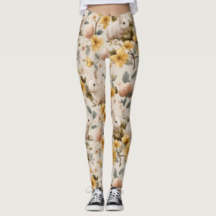 Leggings Lapin de Pâques Floral Vintage (8)