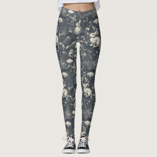Leggings Lapin Élégant Toile Floral Motif Vintage (6)