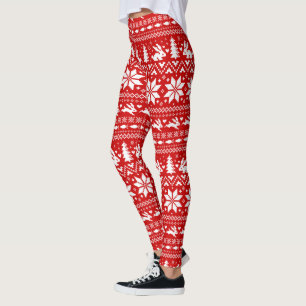 Leggings Lapin mignon lapins Noël Motif rouge et blanc