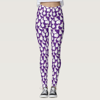 Leggings Lapins blancs motif 01.bw Violet foncé
