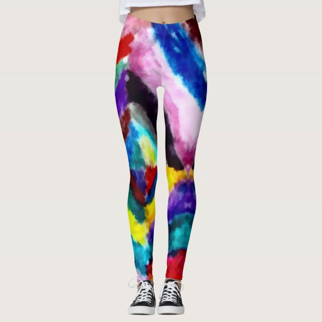 Leggings L'aquarelle acide d'arc-en-ciel teignent en nouant (Devant)