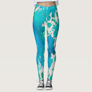 Leggings L'aquarelle blanche bleue éclabousse