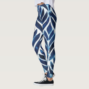 Leggings L'aquarelle de cobalt couvre de tuiles IV