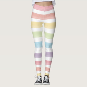 Leggings L'arc-en-ciel en pastel d'aquarelle barre le