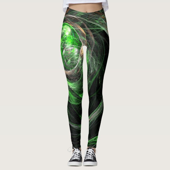 Leggings L'art Abstrait vert du monde entier (Devant)