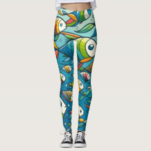 Leggings L'art coloré du poisson sous-marin
