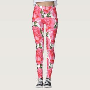 Leggings L'art floral des roses roses roses