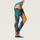 Leggings L'automne laisse de l'huile peinte. Nature feuilla<br><div class="desc">Feuilles d'automne et Légumineuses de canneberge. Abstrait automne moderne nature huile peinte art dans les couleurs bleu rouge orange.</div>