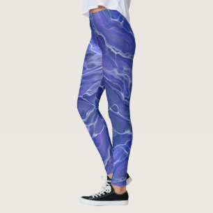Leggings Lavande Bleu Marbre Acrylique Abstraction