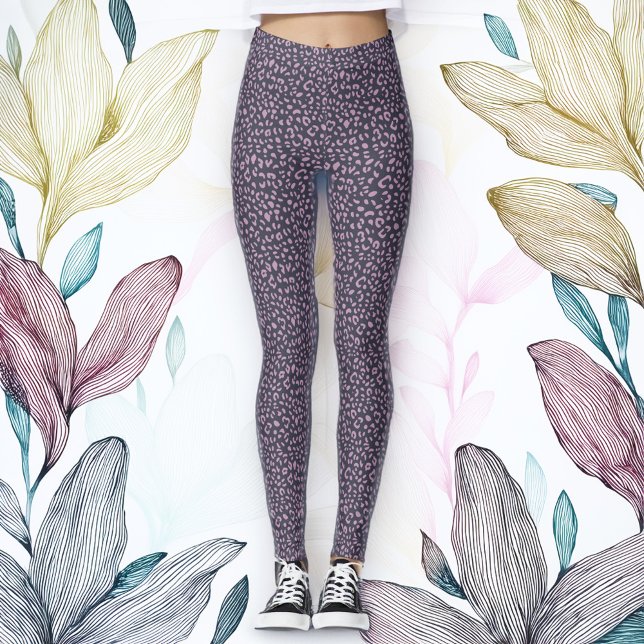 Leggings lavande et empreintes de léopard noirs (Créateur téléchargé)