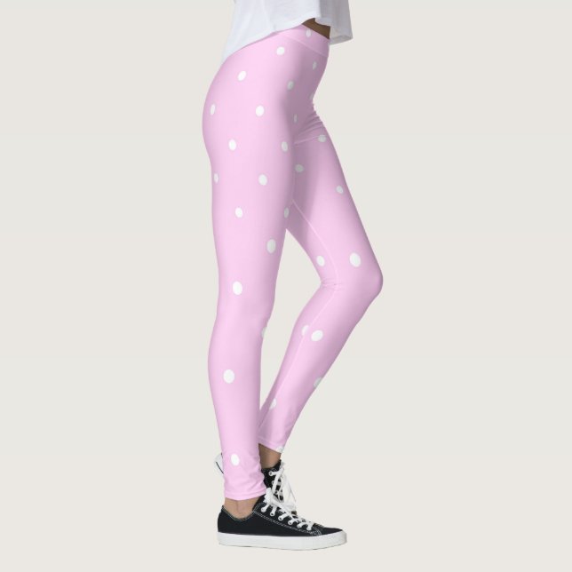 Leggings Lavande rose avec points blancs (Droite)