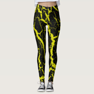 Leggings Lave de l'espace fissuré - Jaune