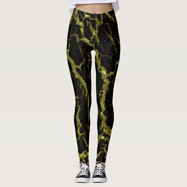 Leggings Lave de l'espace fissuré - Or de la Parties scinti (Devant)