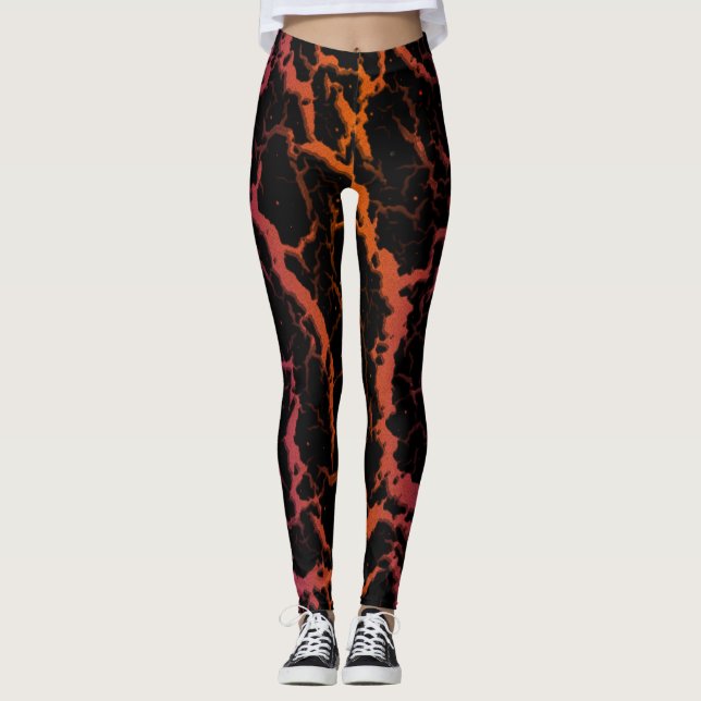 Leggings Lave de l'espace fissuré - violet/orange (Devant)