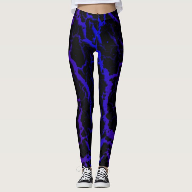 Leggings Lave spatiale fissurée - Violet/Bleu (Devant)
