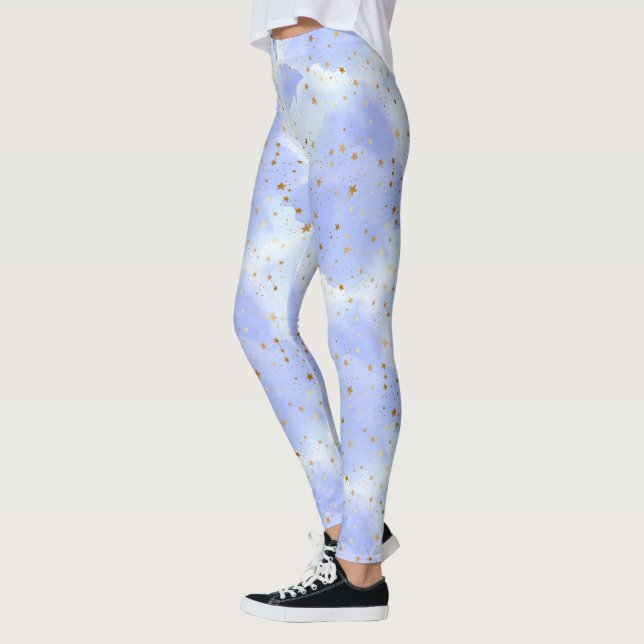 Leggings Lavendar Golden Star Motif (Gauche)