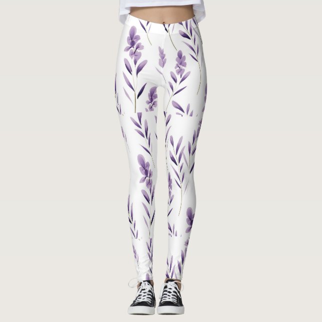 Leggings Lavender Flower Buves Thunder_Cove (Devant)