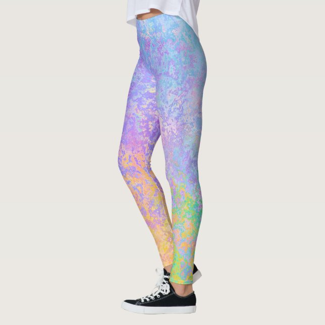 Leggings Lavender Sunrise Pastel Neon Encre d'alcool Abstra (Gauche)