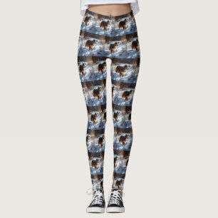 Leggings Le Berger Australien Laisser Neige Noël