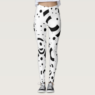LEGGINGS LE BLANC NOIR ABSTRAIT ENTOURE L'ART NUMÉRIQUE