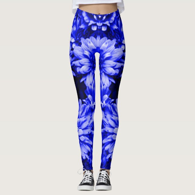 Leggings Le bleu fleurit des guêtres (Devant)