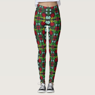 Leggings Le bout droit des femmes de guêtres de poinsettia