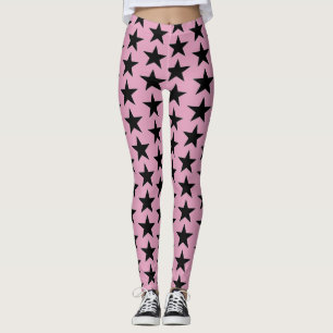 Leggings Le Bubblegum Rose aux étoiles noires