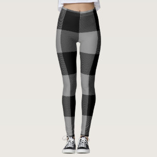 Leggings Le buffle vérifie la plaie des Carrés gris et noir