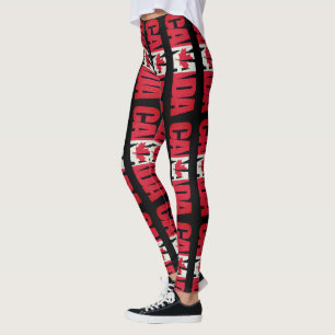 Leggings Le Canada rouge et blanc et la feuille d'érable