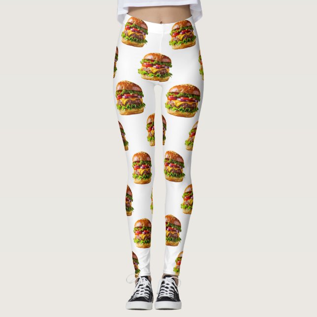 Leggings Le cheeseburger appétissant de SlipperyJoe crousti (Devant)
