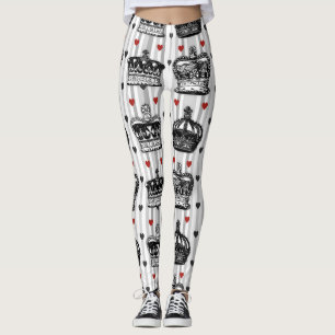 Leggings Le cru couronne le motif de rayures de coeurs