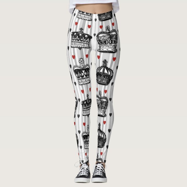 Leggings Le cru couronne le motif de rayures de coeurs (Devant)
