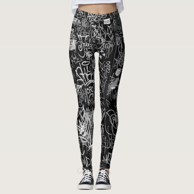 LEGGINGS LE GRAFFITI DE NY JETTENT LE NOIR DE GUÊTRES (Devant)