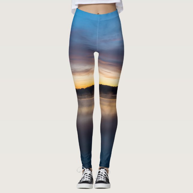 Leggings Le lac Springfield Sunrise d'automne (Devant)