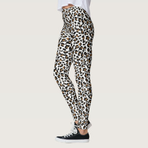 Leggings Le léopard blanc, noir et brun pointille, motif d