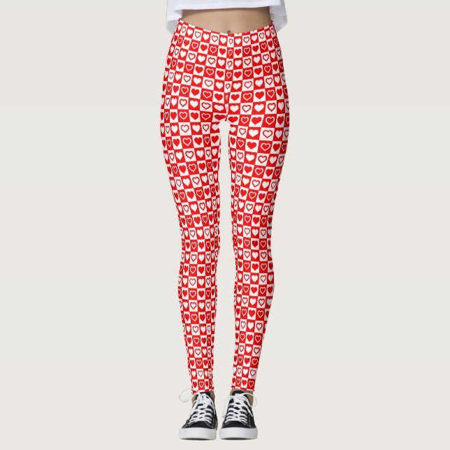 Leggings Le Motif à plaid des Coeurs rouges Thunder_Cove (Devant)