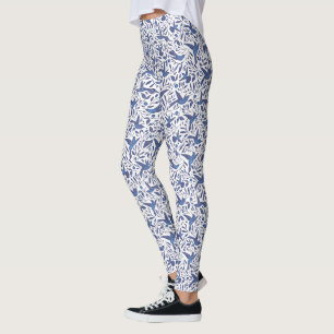 Leggings Le motif bleu d'oiseaux de ronflement de Delft