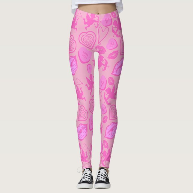 Leggings Le Motif de la Saint-Valentin rose (Devant)