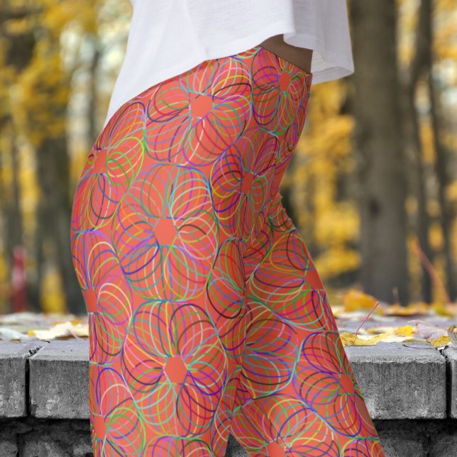 Leggings Le Motif du chaos cyclique orange vibre (Orange Cyclic Chaos)
