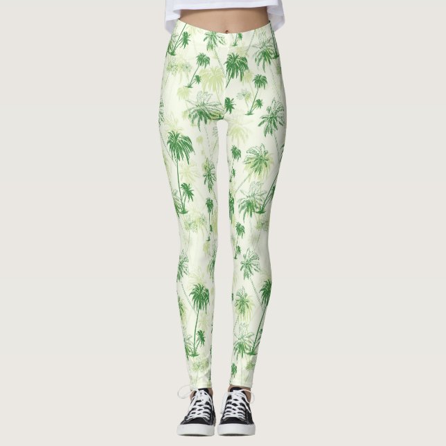 Leggings Le Motif Green Palm Tree (Devant)