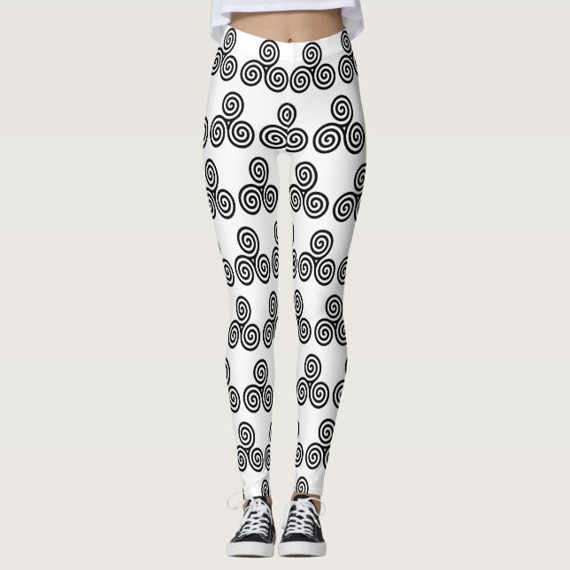 Leggings Le noir triple se développe en spirales (Devant)